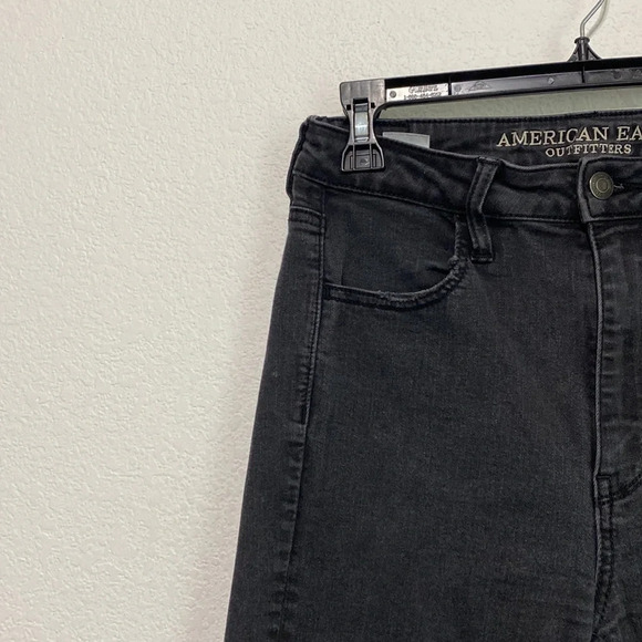 American Eagle Super Hi-Rise Black Wash Ripped Knees Skinny Jegging 6L - Picture 5 of 11